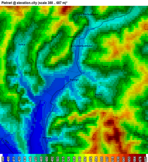 Pietrari elevation map