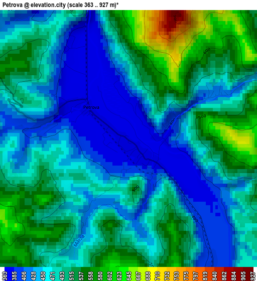 Petrova elevation map