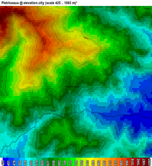 Pietriceaua elevation map