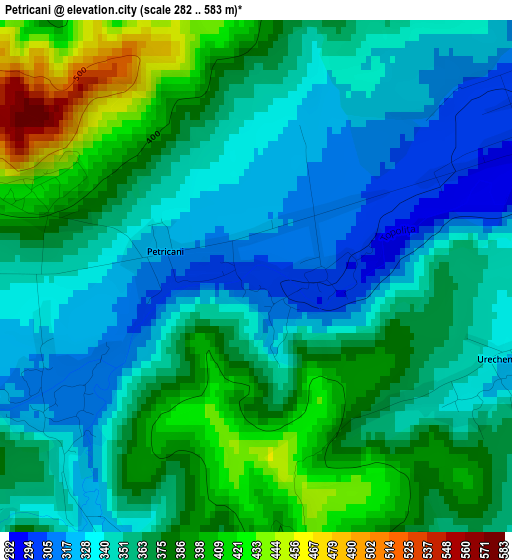 Petricani elevation map