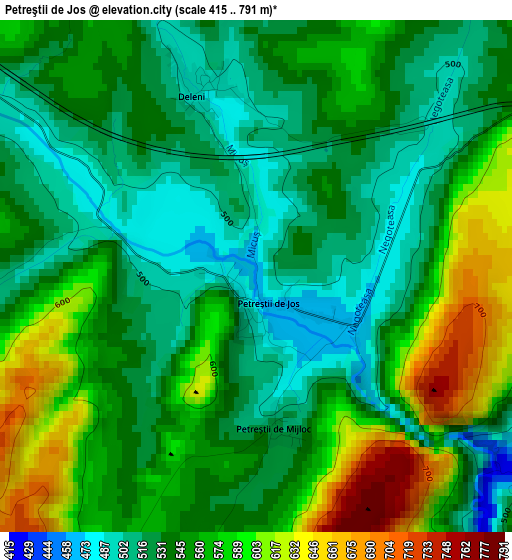 Petreştii de Jos elevation map