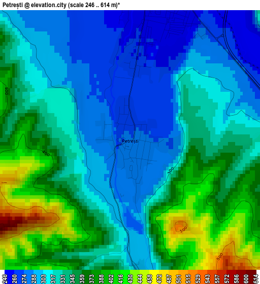 Petrești elevation map