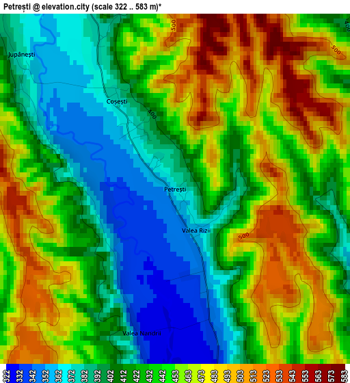 Petrești elevation map