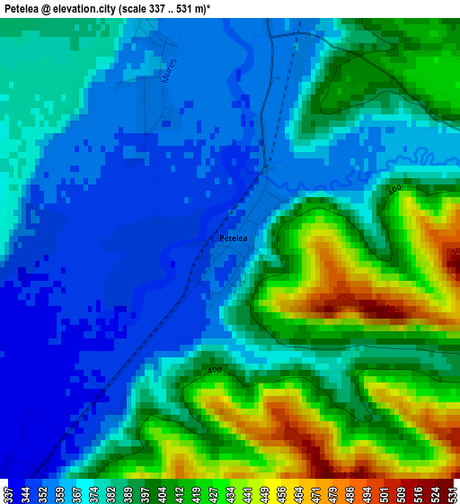 Petelea elevation map