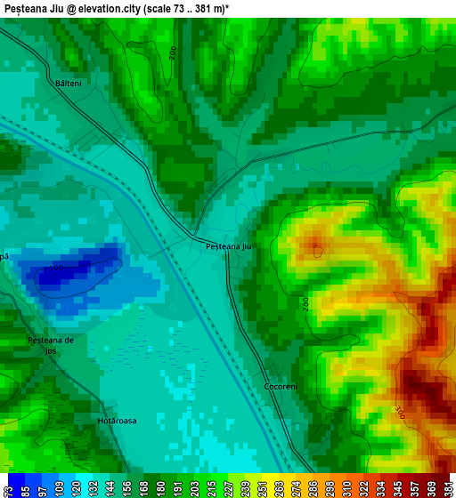 Peșteana Jiu elevation map