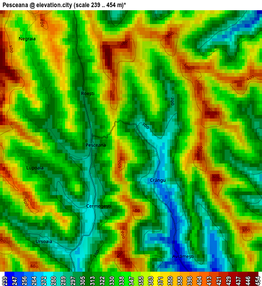 Pesceana elevation map