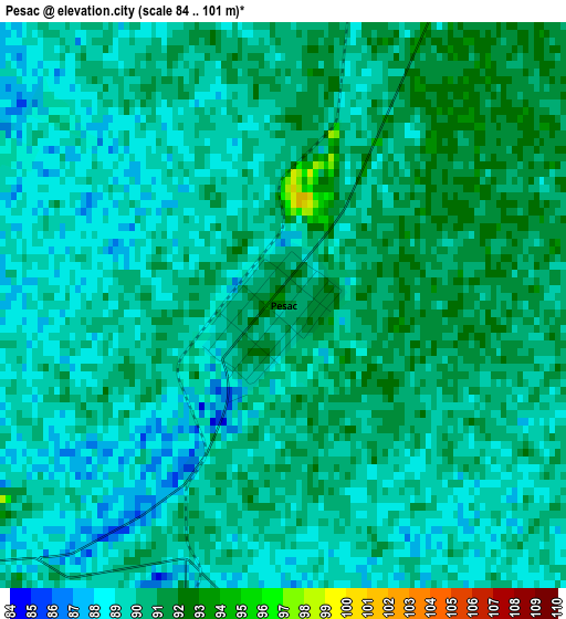 Pesac elevation map