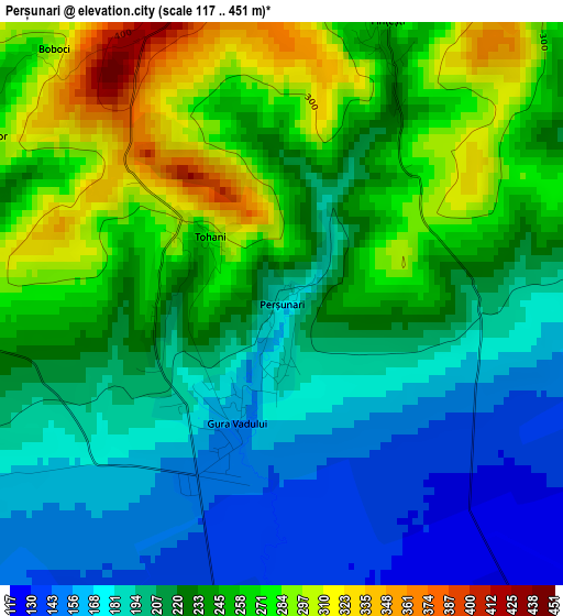 Perșunari elevation map