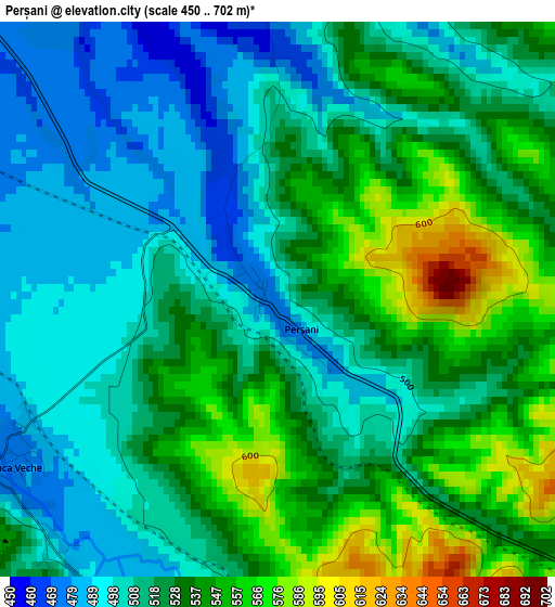 Perșani elevation map