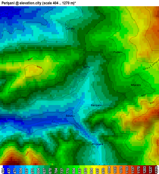 Perişani elevation map