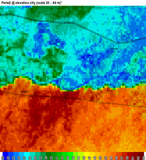 Perieţi elevation map