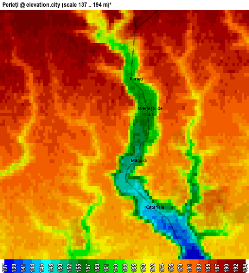 Perieţi elevation map