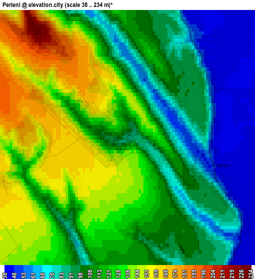 Perieni elevation map