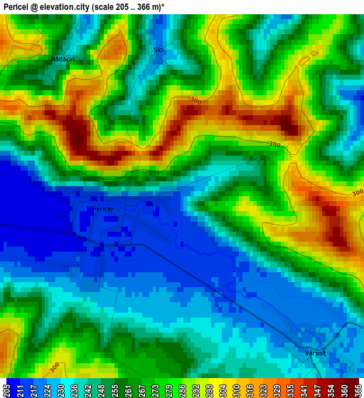 Pericei elevation map