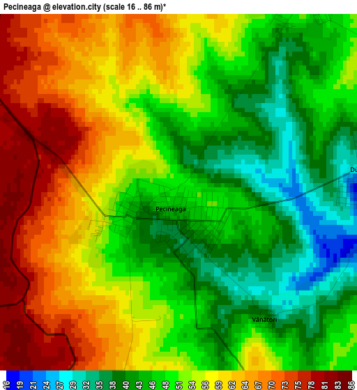 Pecineaga elevation map