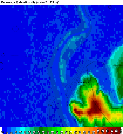 Peceneaga elevation map