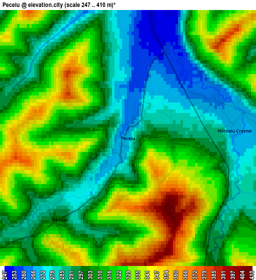 Peceiu elevation map