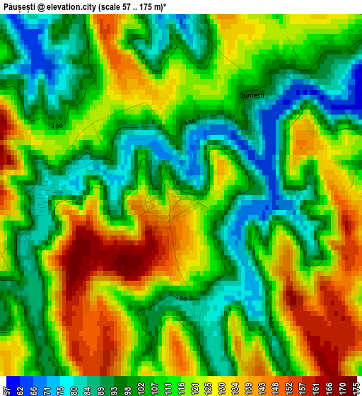 Păușești elevation map