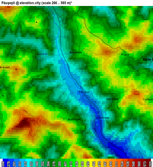 Păuşeşti elevation map