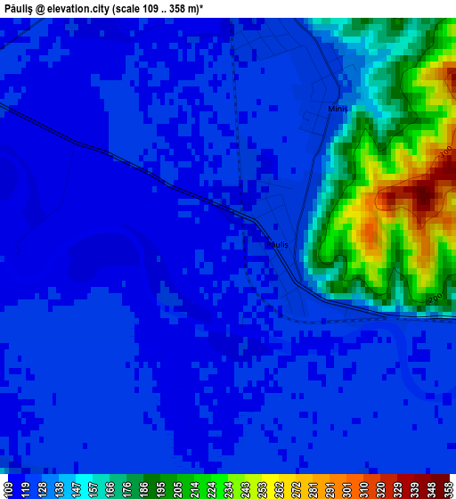 Păuliş elevation map