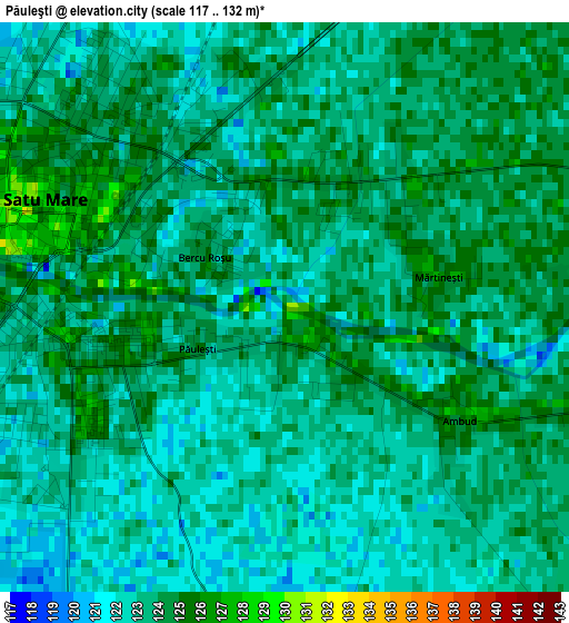 Păuleşti elevation map