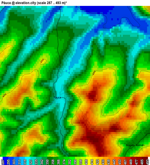 Păuca elevation map