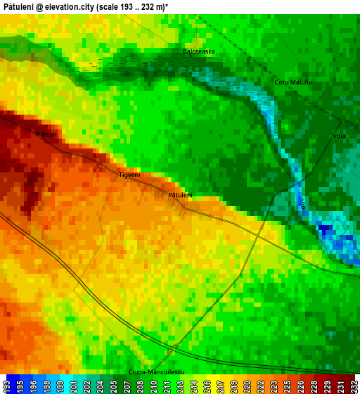 Pătuleni elevation map