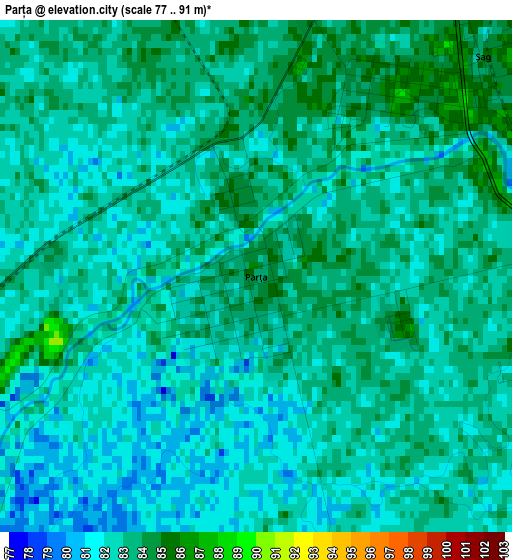 Parța elevation map