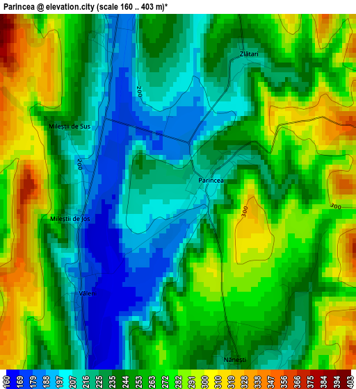 Parincea elevation map