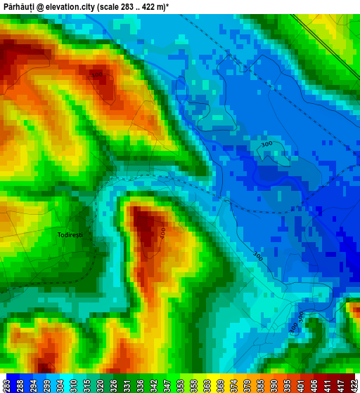 Părhăuți elevation map