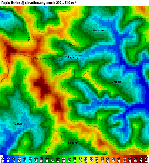 Papiu Ilarian elevation map