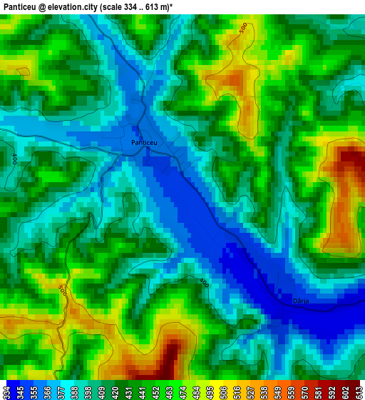 Panticeu elevation map