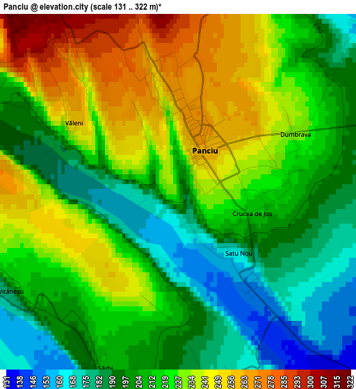 Panciu elevation map