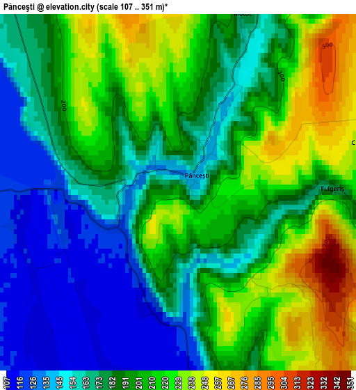 Pănceşti elevation map