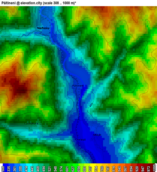 Păltineni elevation map