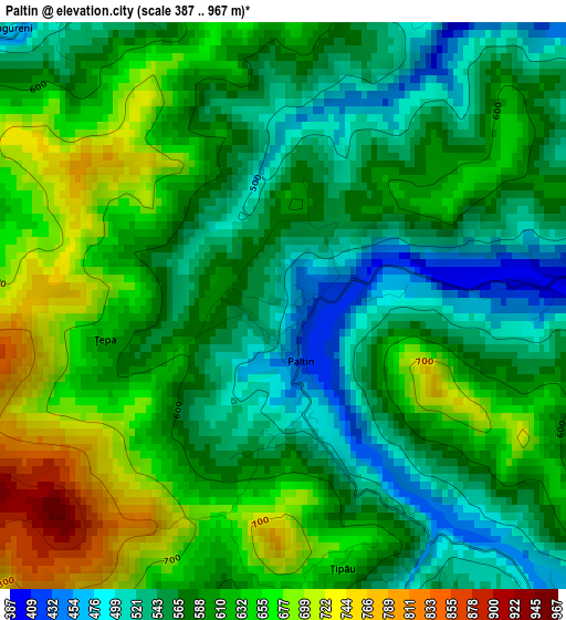 Paltin elevation map