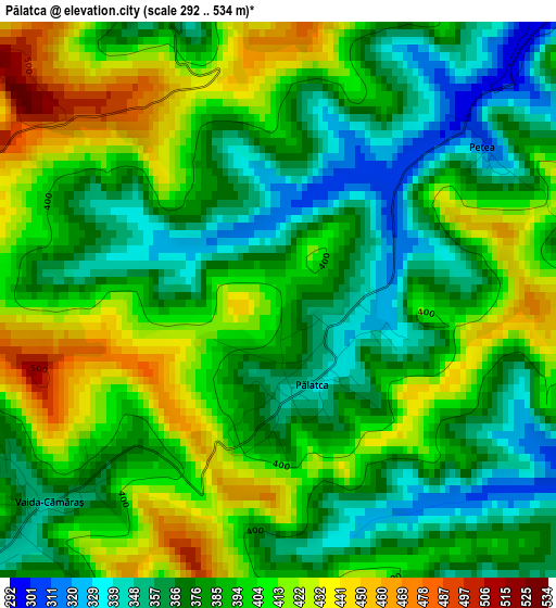 Pălatca elevation map