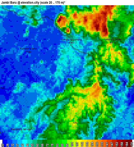 Jambi Baru elevation map