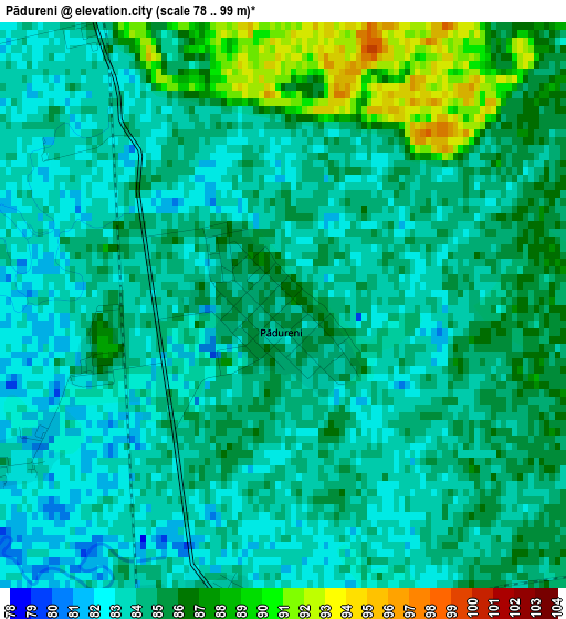 Pădureni elevation map