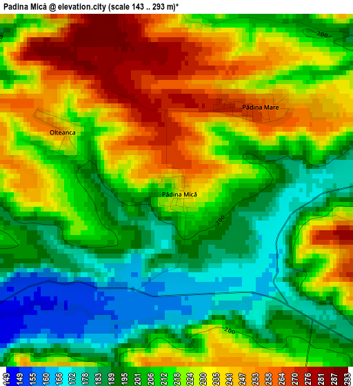 Padina Mică elevation map