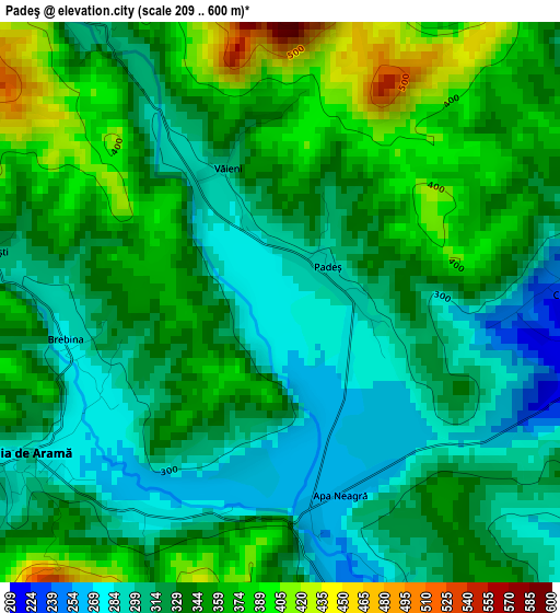 Padeş elevation map