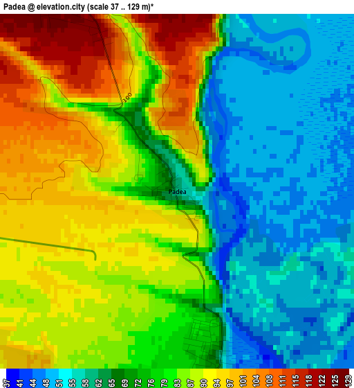 Padea elevation map