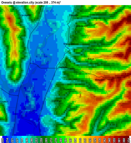 Oveselu elevation map