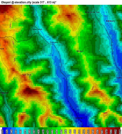 Oteşani elevation map