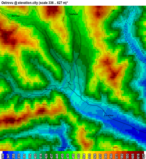 Ostrovu elevation map