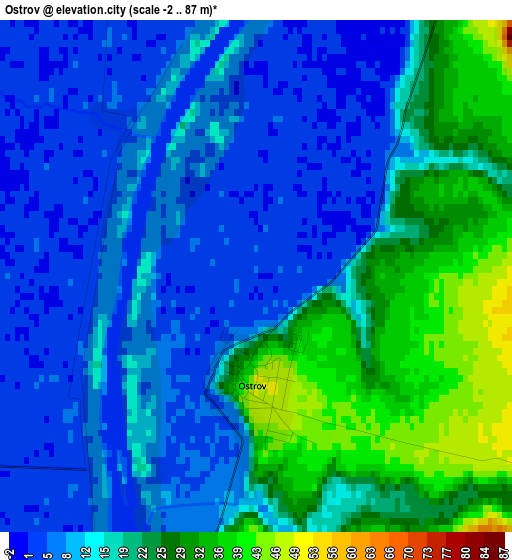 Ostrov elevation map