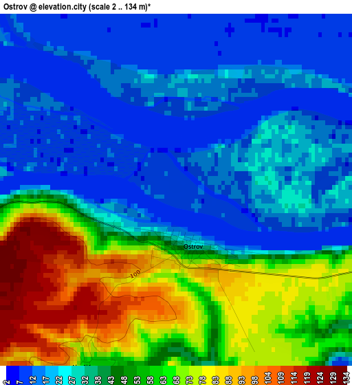 Ostrov elevation map