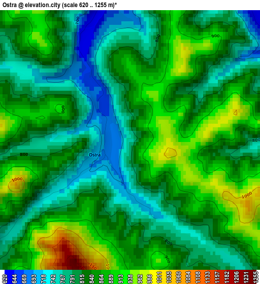 Ostra elevation map