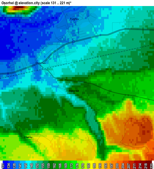 Oșorhei elevation map