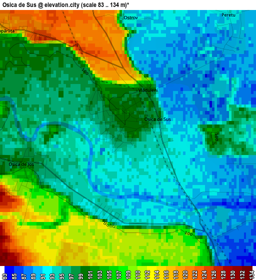 Osica de Sus elevation map